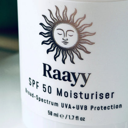 Raayy SPF 50 Face Moisturiser, Daily Broad Spectrum UV Protection (50ml)