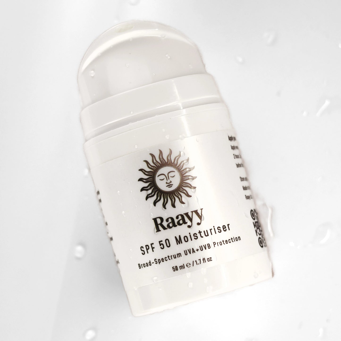 Raayy SPF50 Face Moisturiser - Non Greasy Daily UV Protection - No White Cast - For Men & Women (50ml)