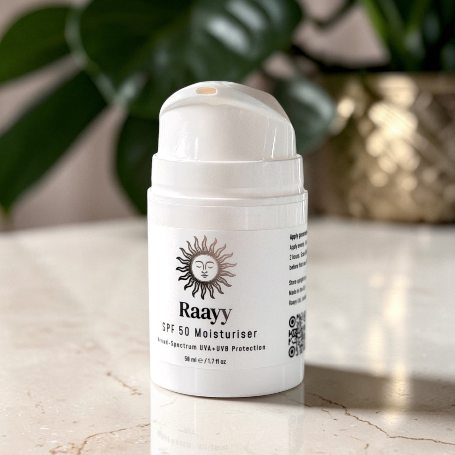 Raayy SPF50 Face Moisturiser - Non Greasy Daily UV Protection - No White Cast - For Men & Women (50ml)