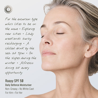 Raayy SPF 50 Face Moisturiser, Daily Broad Spectrum UV Protection (50ml)