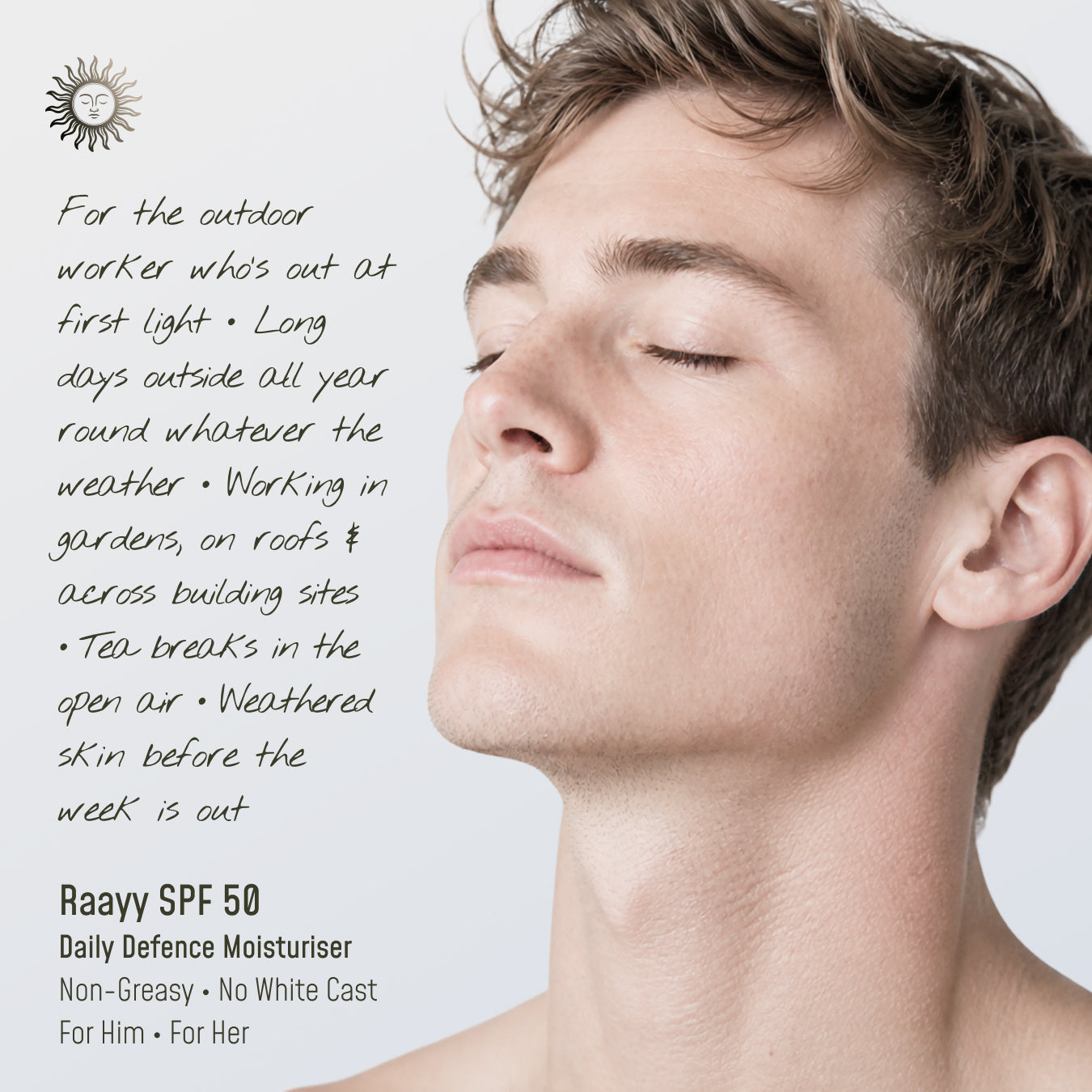 Raayy SPF 50 Face Moisturiser, Daily Broad Spectrum UV Protection (50ml)