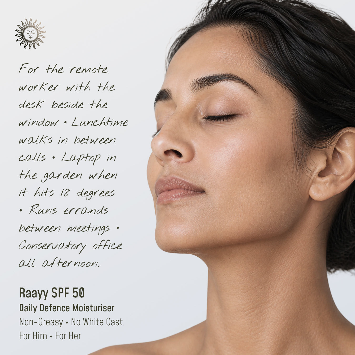 Raayy SPF 50 Face Moisturiser, Daily Broad Spectrum UV Protection (50ml)