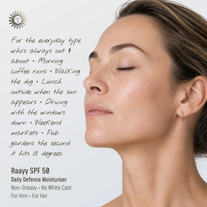 Raayy SPF 50 Face Moisturiser, Daily Broad Spectrum UV Protection (50ml)
